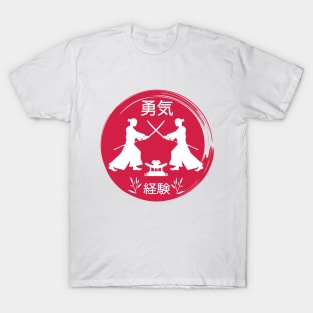Japanese samurai fighting in a red circle, Japanese art T-Shirt